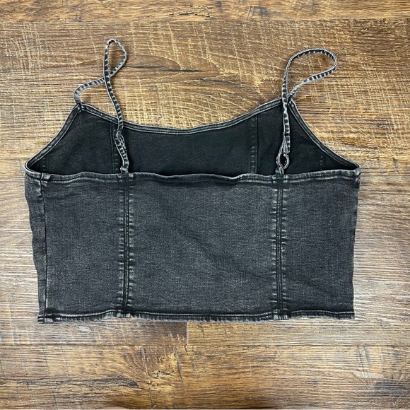 American Eagle Outfitters Size XL Black Denim Corset Crop Top - Picture 4 of 6